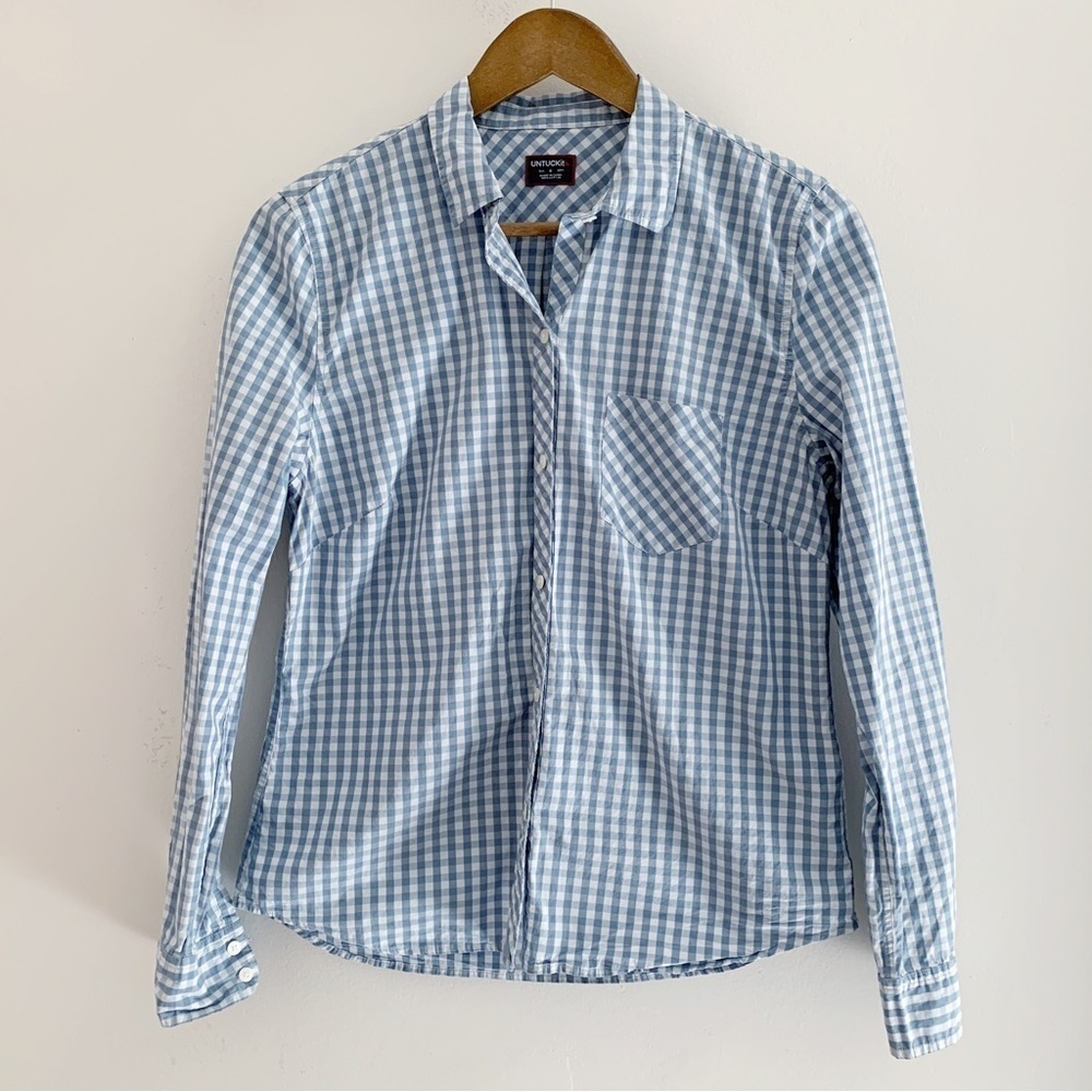 UNTUCKit Cripso Preppy Gingham Button Front Shirt Sz 6 Summer Workwear